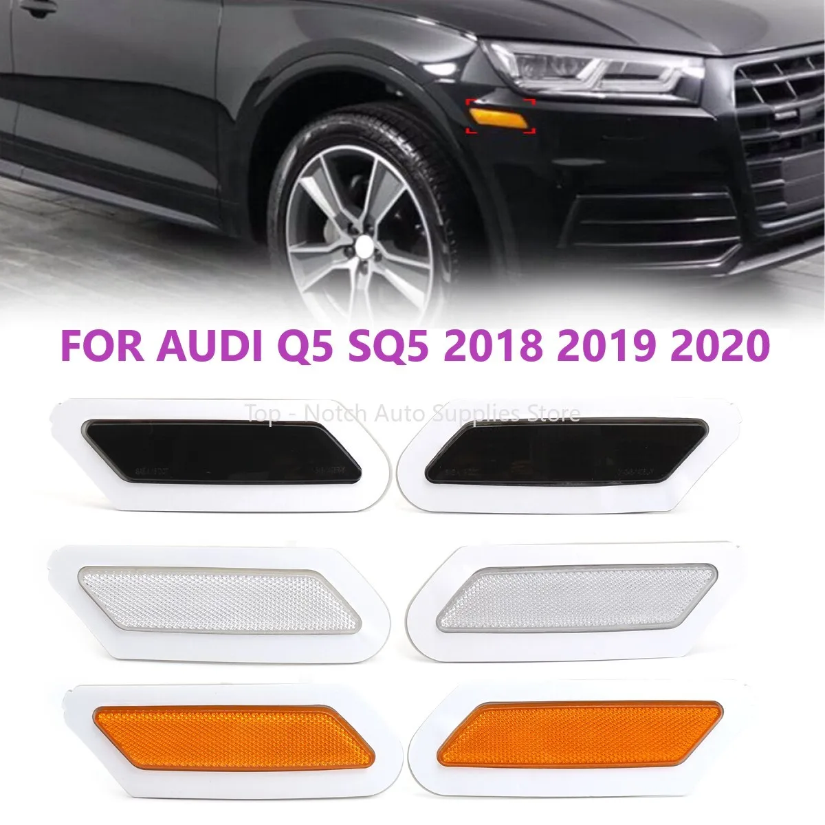 

FOR AUDI Q5 SQ5 2018 2019 2020 RIGHT LEFT CAR FRONT SIDE REFLECTORS MARKER LIGHT LAMP FITS US Standard Modle 80A945071 80A945072