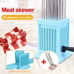 49 Holes BBQ Meat Skewer Tool Box Kebab Maker Barbecue Fast Maker Meat Cutter Roast Kitchen Accessories for Home BBQ Party