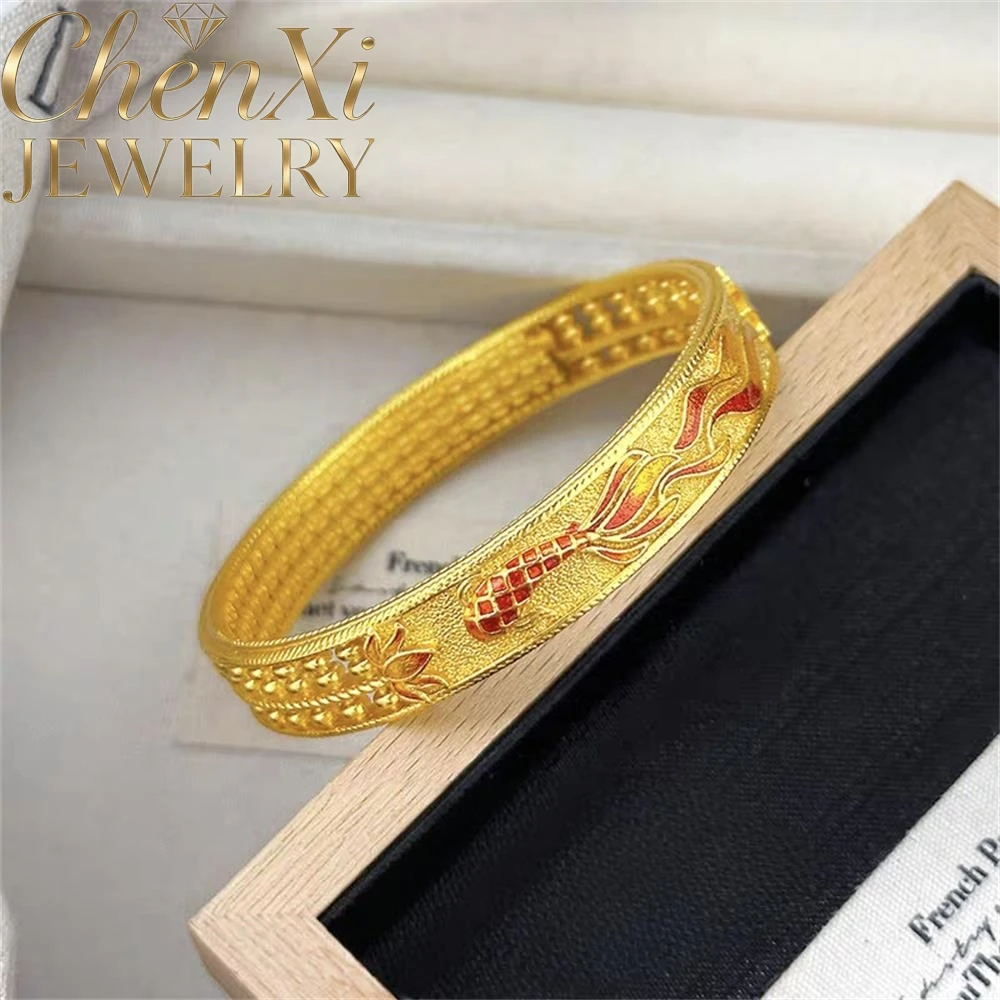 

High-end Sand Gold Plated Enamel Koi Abacus Bracelet Luxury Quality Fashion Fine Jewelry Exquisite Elegant Popular Charms Gift