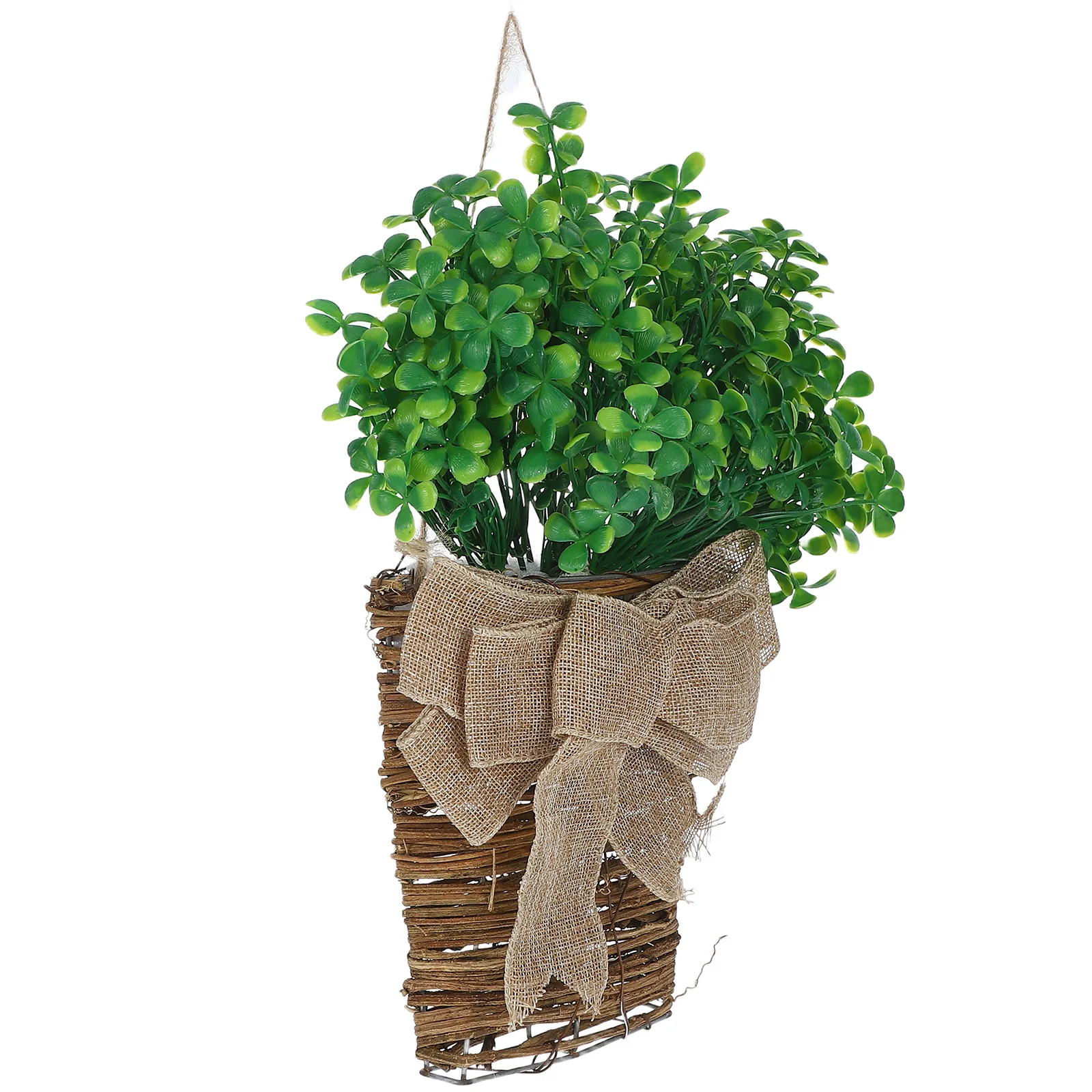 

Four Leaf Shamrock Wall Basket Faux Plant Decoration St Patricks Day Festive Woven Storage Baskets Realistic Fade