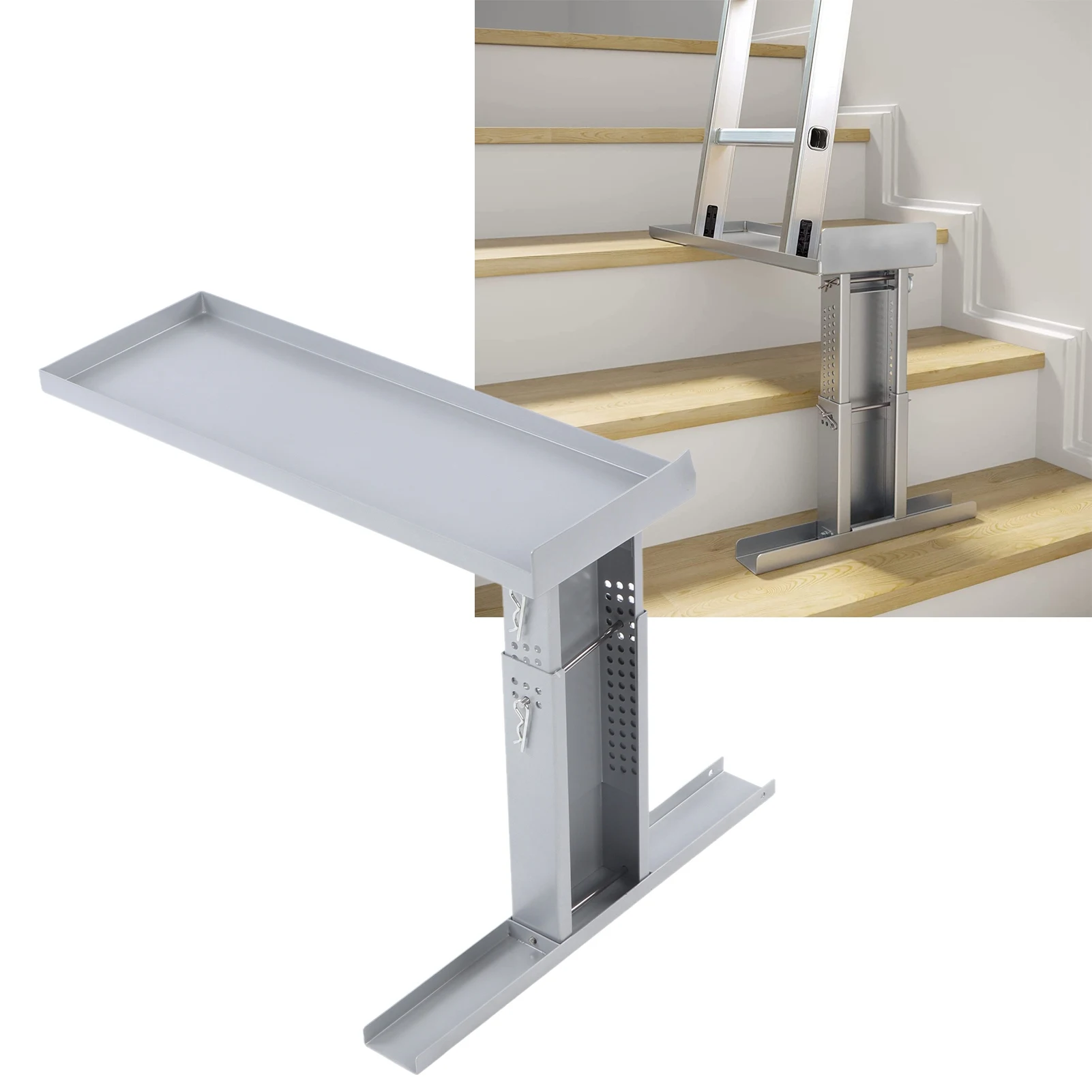 Folding Ladder Extender Alloy Steel Stair Stabilizer Auxiliary Ladder Support Stand for Telescopic & Straight Ladders