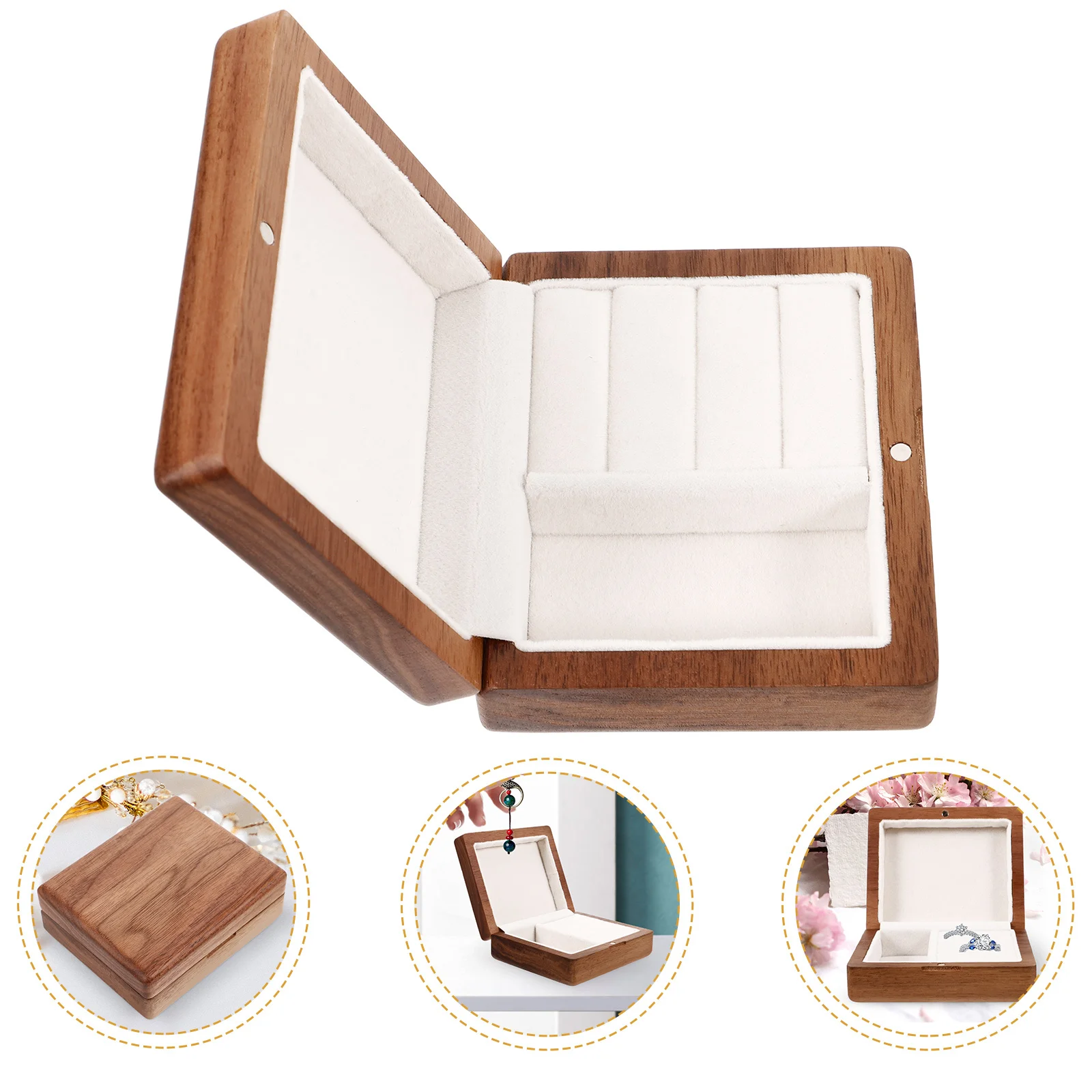 

Jewelry Box Wooden Necklace Ring Earring Storage Travel Organizer Gift Packaging For Women Wedding Engagement Desktop Accessory
