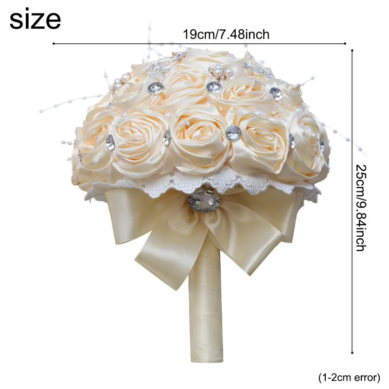 

Amazon European American Bride Satin Bouquet Wedding Rhinestone Pearl Wedding Supplies Bouquet W106C