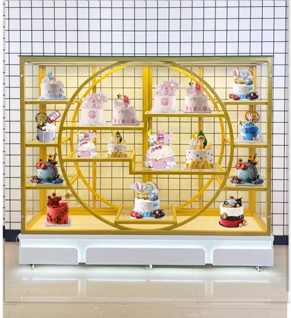 Birthday cake model mold display cabinet Sample pastry glass commercial bakery bread display rack display cabinet