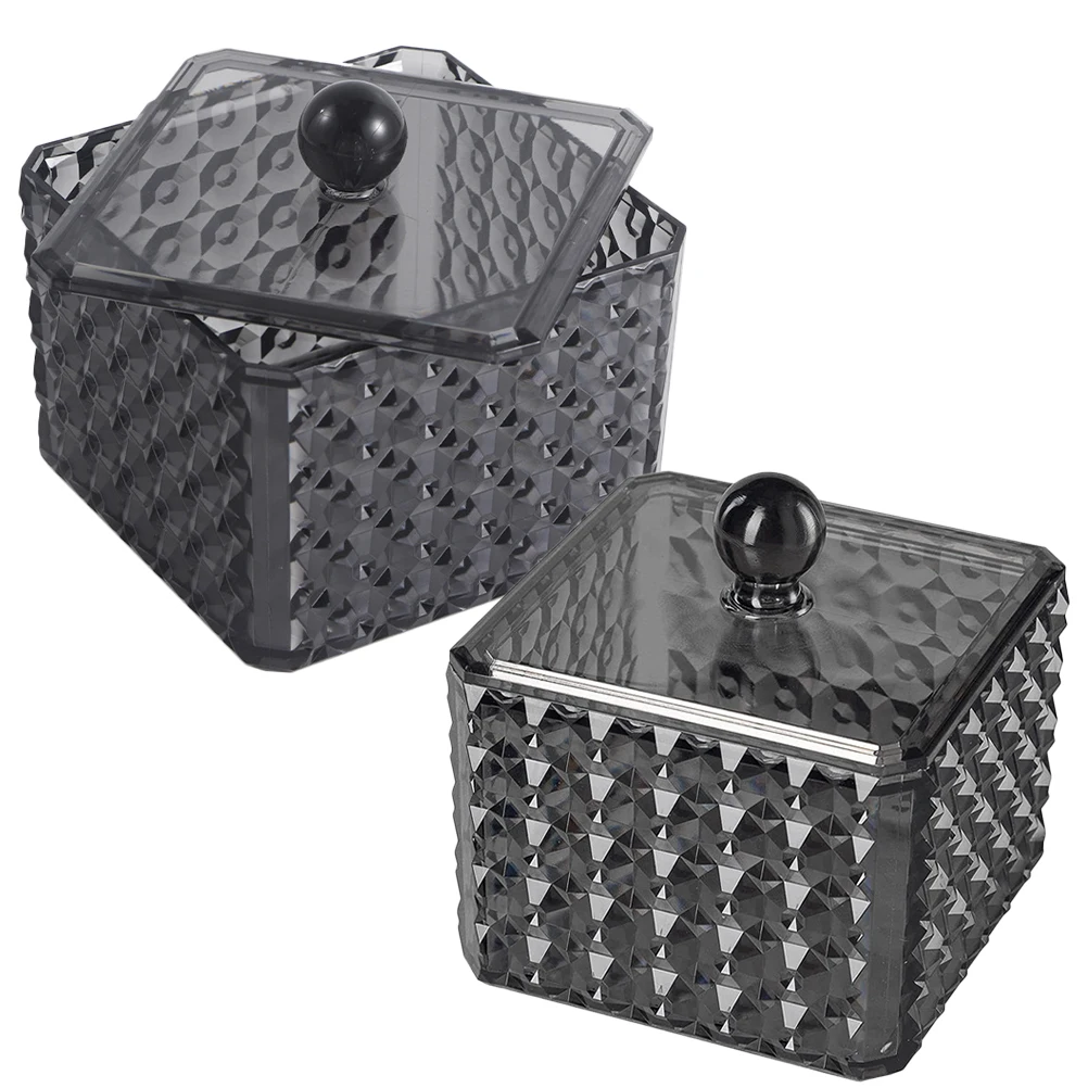 

2Pcs Vanity Organizer Box Spacious Lidded Makeup Cotton Holder for Bathroom Bedroom Desktop Multipurpose Storage Container