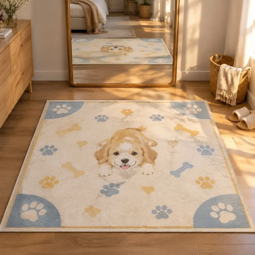 VIKAMA Area Rug Off White Puppy Bone Chew Pet Lover Soft Washable Reading Nook Walk In Closet Bathroom Hallway Home Decoration