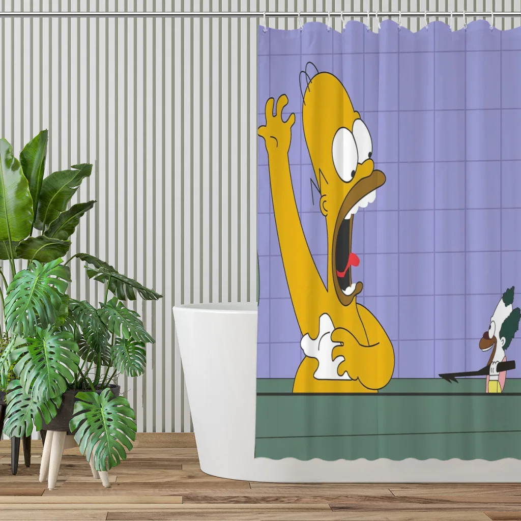 Modern 3D Printing Bath Krusty Doll Homer Shower Curtain Landscape Bath Curtain With Hooks for Bathroom waterproof scenery