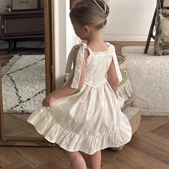 Girls Skirt 2026 Spring Summer New Childrens Clothes Girls Baby Cotton Embroidery Casual Suspender Princess Dress Simple