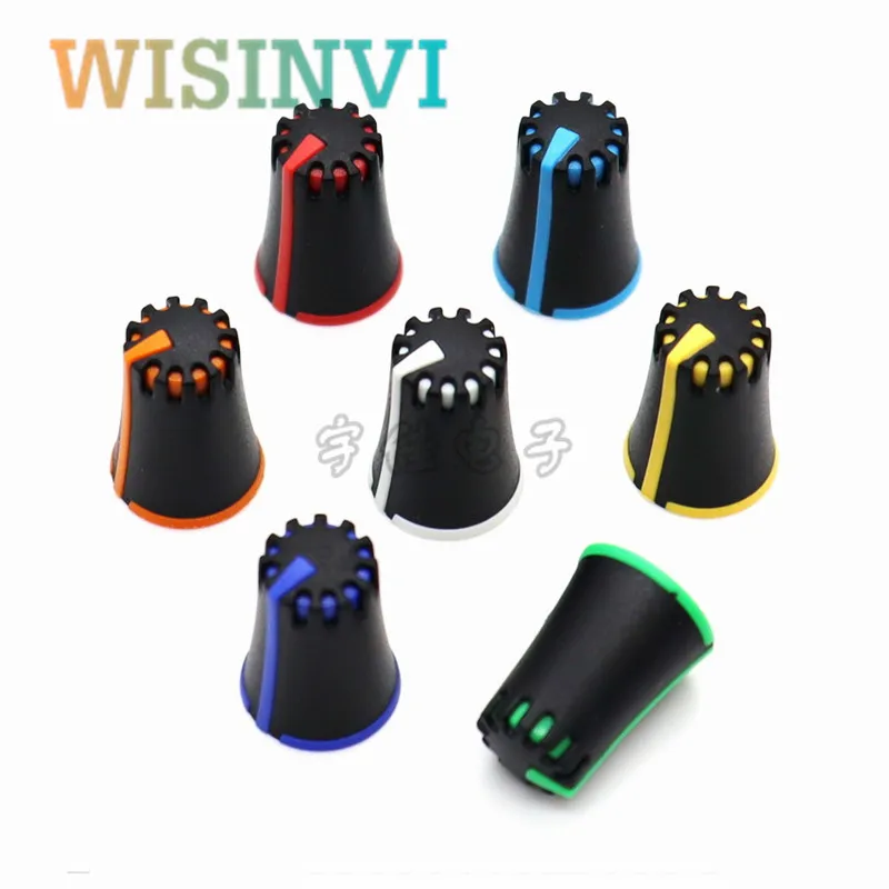 10PCS Mixer Adjustment Knob Diameter 12.5mm Height 17mm Plastic Knob Cap 270 Degree D-Shaped Inner Hole 6mm