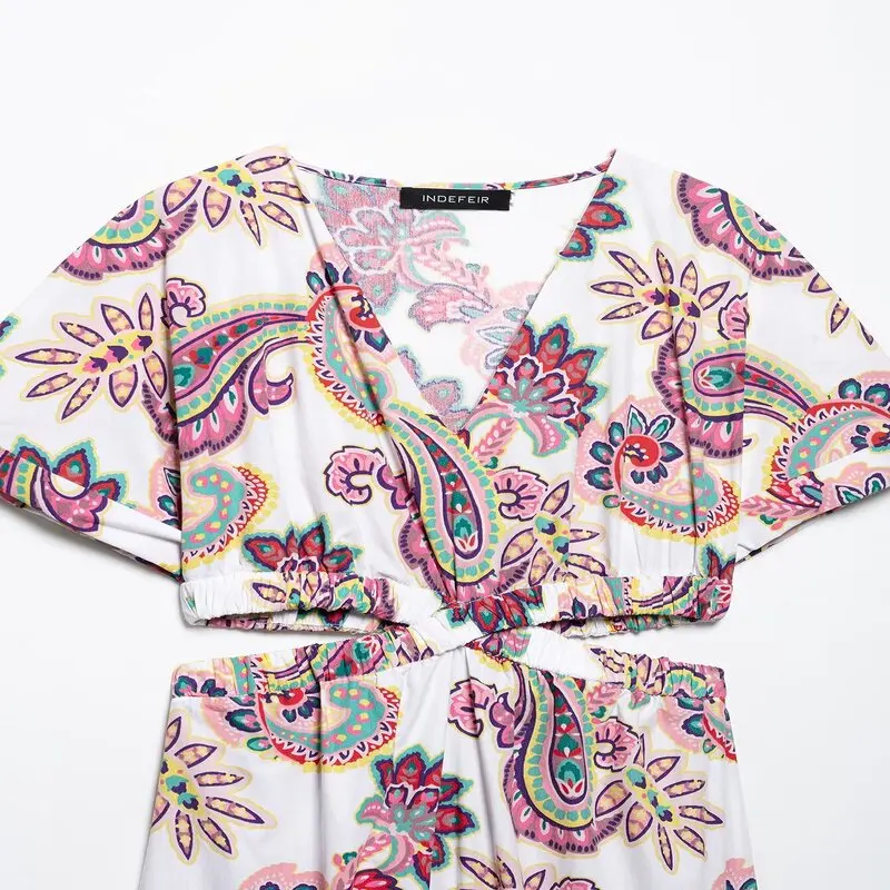 Primavera Estate Nuove donne Midi Dr Stampa floreale Design aperto Garza di seta Dr Or Sve V-Ne Pendolarismo Sle 2025