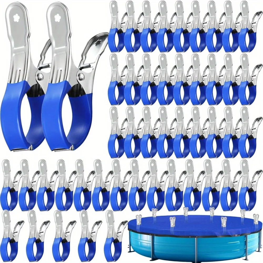 مشابك مناشف عملاقة للشاطئ مع غطاء واقٍ ومشابك مناشف معدنية مقاومة للرياح للغسيل والشاطئ والملابس السميكة #1