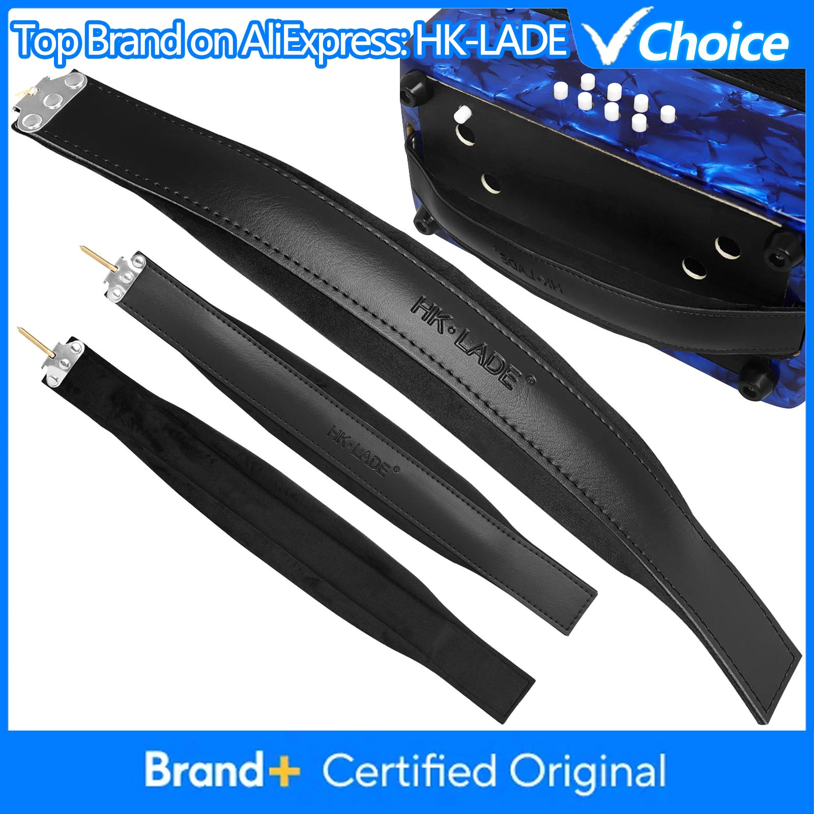 

HK-LADE Accordion Strap Left Hand Bass Strap Leather Flannel Wide High-Elastic Sponge Cushion Accordion Replacement Accessories