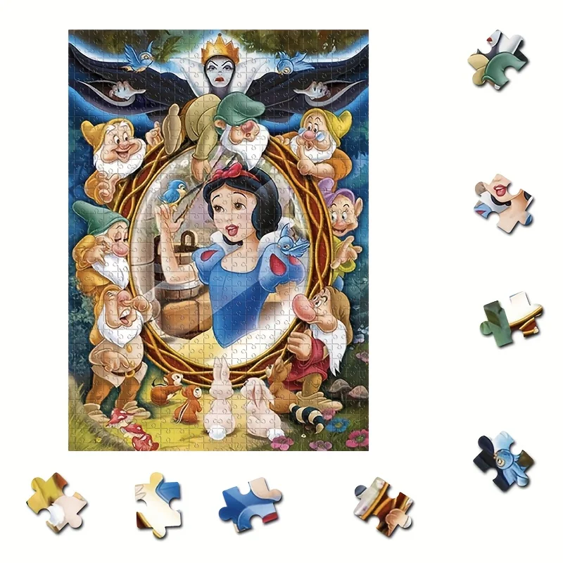1000 elementów Puzzle DIY na prezent: Królewna Śnieżka i Zła Królowa z Lustrem, Krasnoludki - Wytrzymałe, nieregularne, bezszwowe puzzle kartonowe dla dorosłych