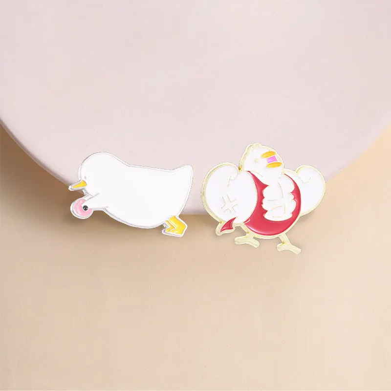 Funny Muscles Duck Enamel Pins Gym Workout Fitness Animal Brooches Lapel Backpack Clothing Decor Badge Jewelry Gifts for Friends