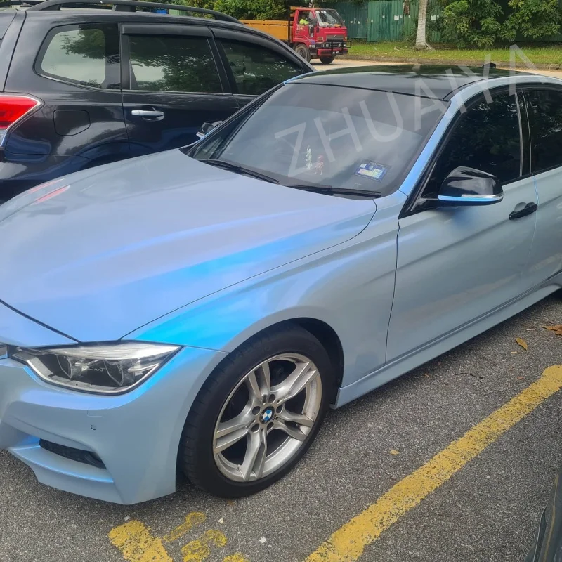 Chameleon Candy Metallic Grey Blue Tiffany Vinyl Wrap film wrapping film bright 1.52*17m quality Warren Covering film car
