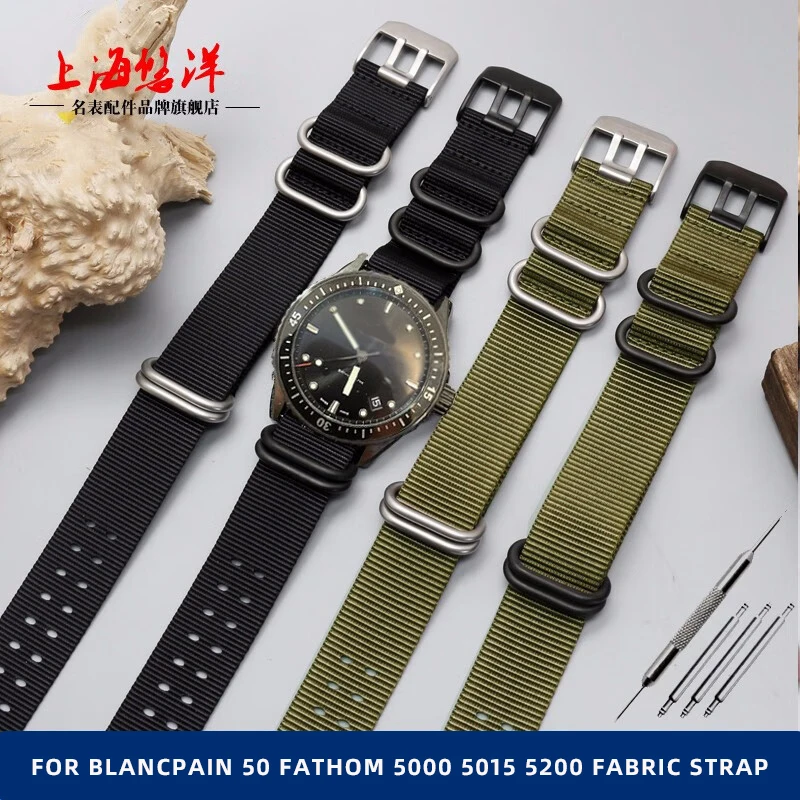 For Blancpain Fifty Fathoms 50 Finds 5000 5015 5200 Rough Outdoor Fabric Nylon Watch Strap Male 23MM Blancpain Strap Replacement