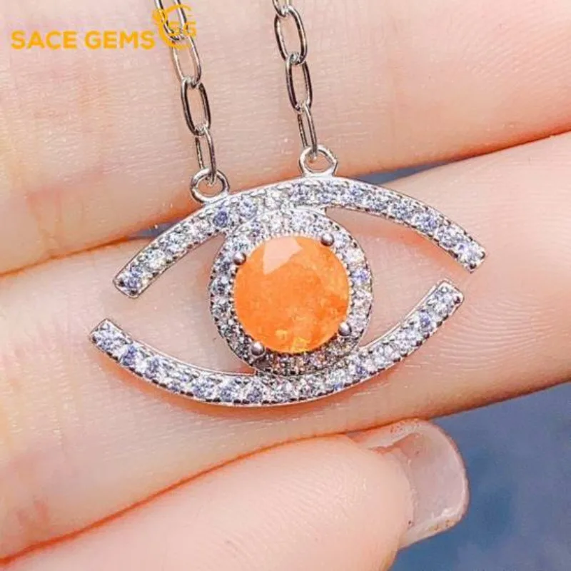 

SACE GEMS S925 Sterling Silver Certified 6MM Natual Opal Pendant Necklaces for Womne Engagement Cocktail Party Fine Jewelry