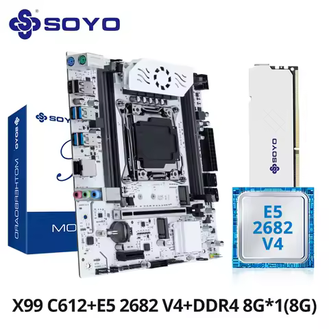 SOYO X99 C612 Chipset Motherboard Kit TPM2.0 Pin with Xeon E5-2682 V4 CPU &amp; 8GB(1x8GB) DDR4 2133MHz RAM M.2 NVME for Gaming PC