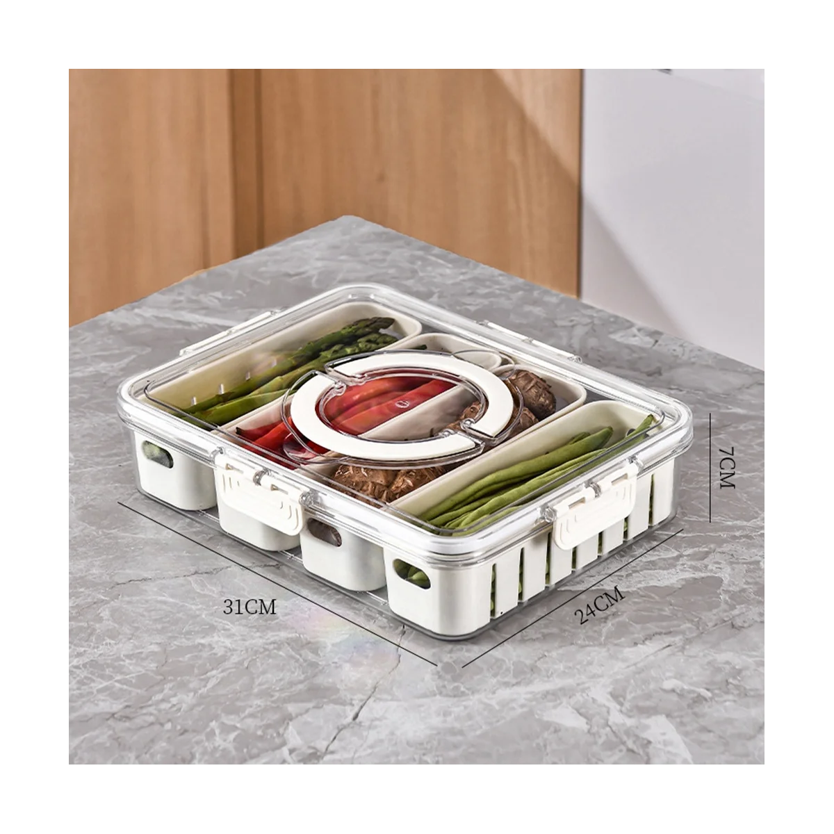 Separate Refrigerator Storage Box Plastic Freezing-Refrigerated Portable Vegetable Fruit Container for Kitchen