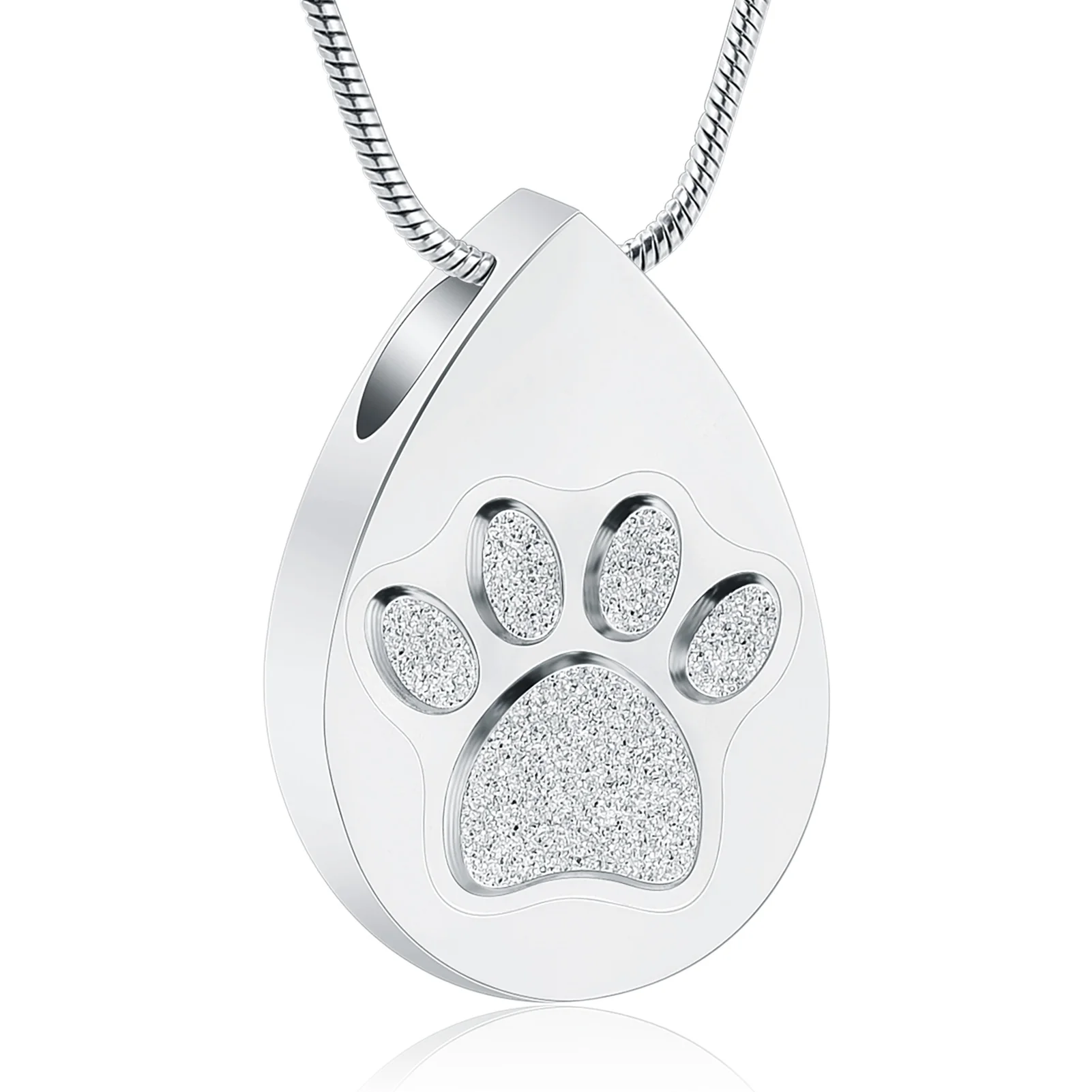 Water Drop Shape Pet Paw Print Cremation Urn Jewelry Necklace cremation Jewelry for Ashes Customizable Keepsake Pendant