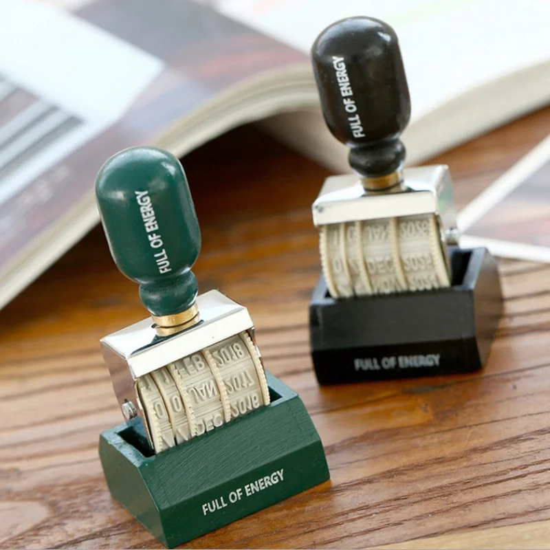 Retro Date Seal Roller Knob Seal DIY Seal For Handheld Accounts Office Postmark Seal Student Handmade Products
