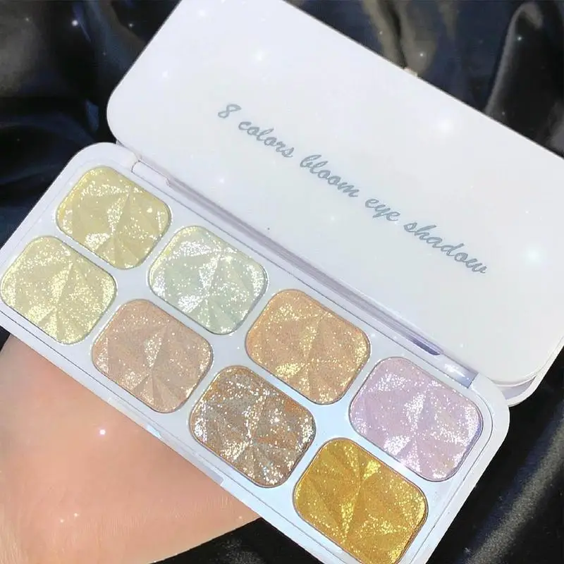 Make-Up Palet Oogschaduw Glitter 8 Kleuren Sparkle Shimmer Oogschaduw Goud Hoogtepunt Make-Up Pallet Sterk Gepigmenteerde Kleurrijke