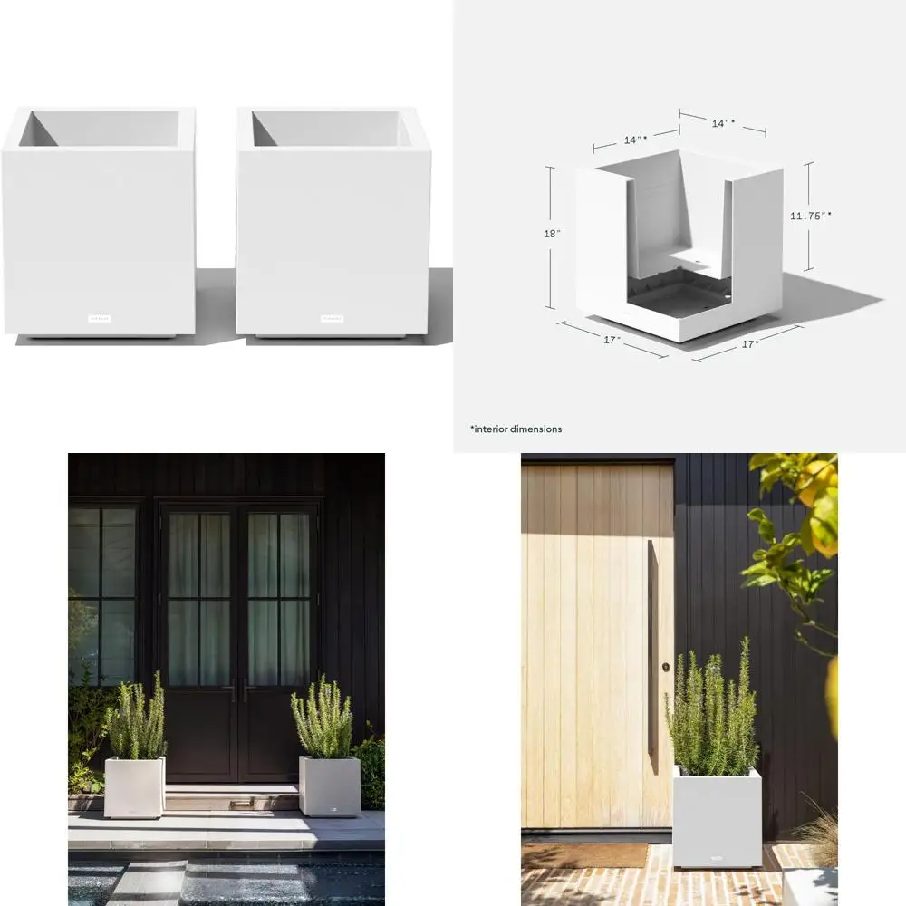 

Large Square Plastic Planter for Indoor and Outdoor Use - Durable Weather-Resistant Cube Planter for Patio and Garden