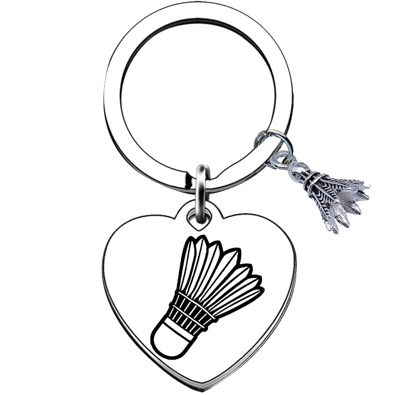 Heart Badminton Key Chain Sports Key Ring Souvenir Car Hanging Decoration