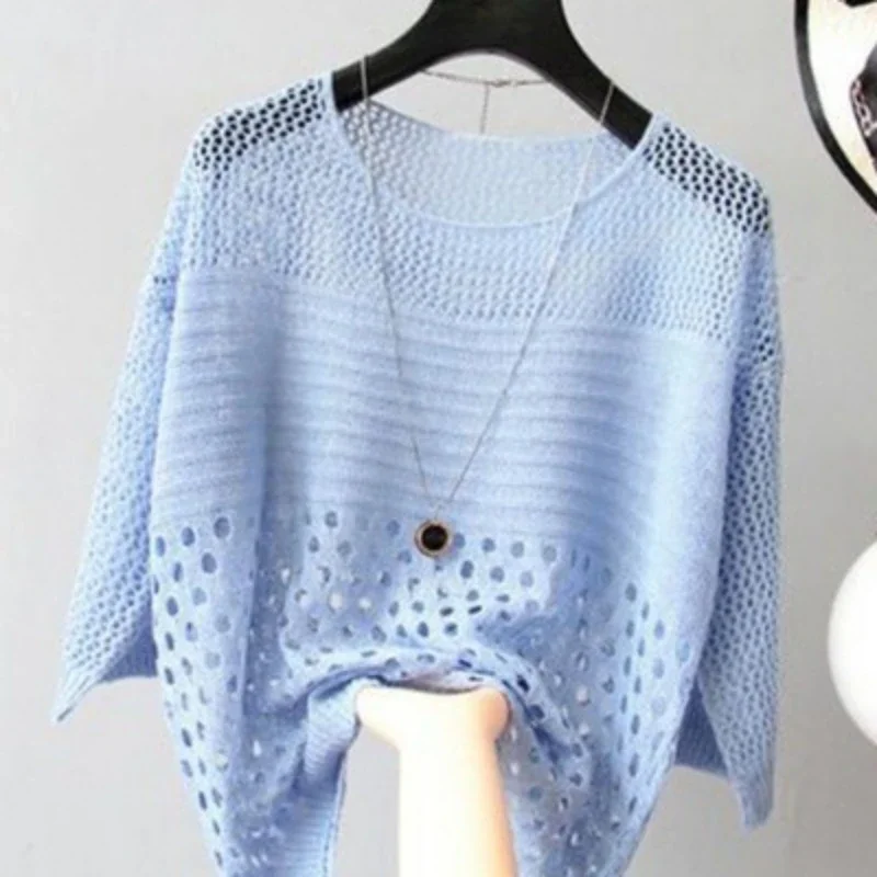 Spring and summer new ice silk knitted vest top hollow thin bottoming suspender street women's white shirt image 5