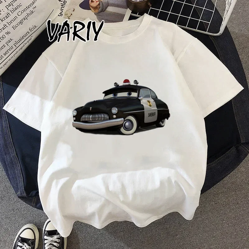 Cartoon T-shirt Women Summer Lightning McQueen Short-Sleeved Cute T-shirt Cars Print Korean Style Street Fashion Tshirt Trendy