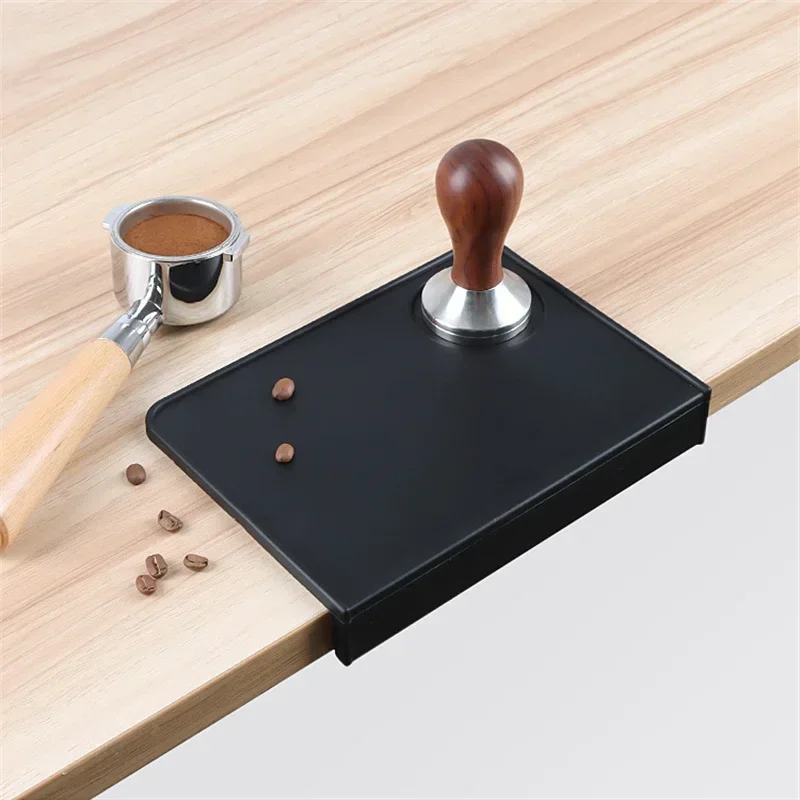 Silicone Coffee Tamper Mat Coffee Tamping Table Corner Edge Anti-skid Mat Rest Holder Black Mat for Office Bar Coffee Shop