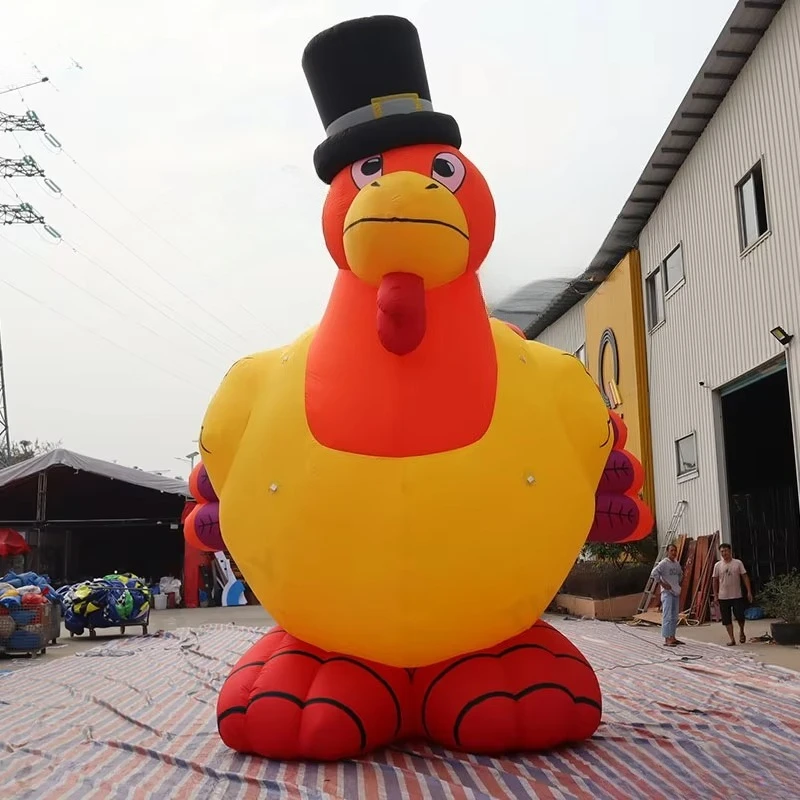 Giant 6-meter 20-foot inflatable turkey Thanksgiving outdoor display, complete with blowers, holiday decorations