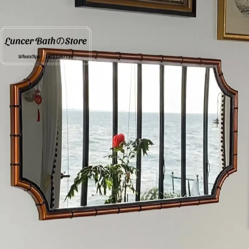 Toilet Sink Smart Bathroom Mirror French Retro Bamboo Art Modeling Entrance Decorative Mirror