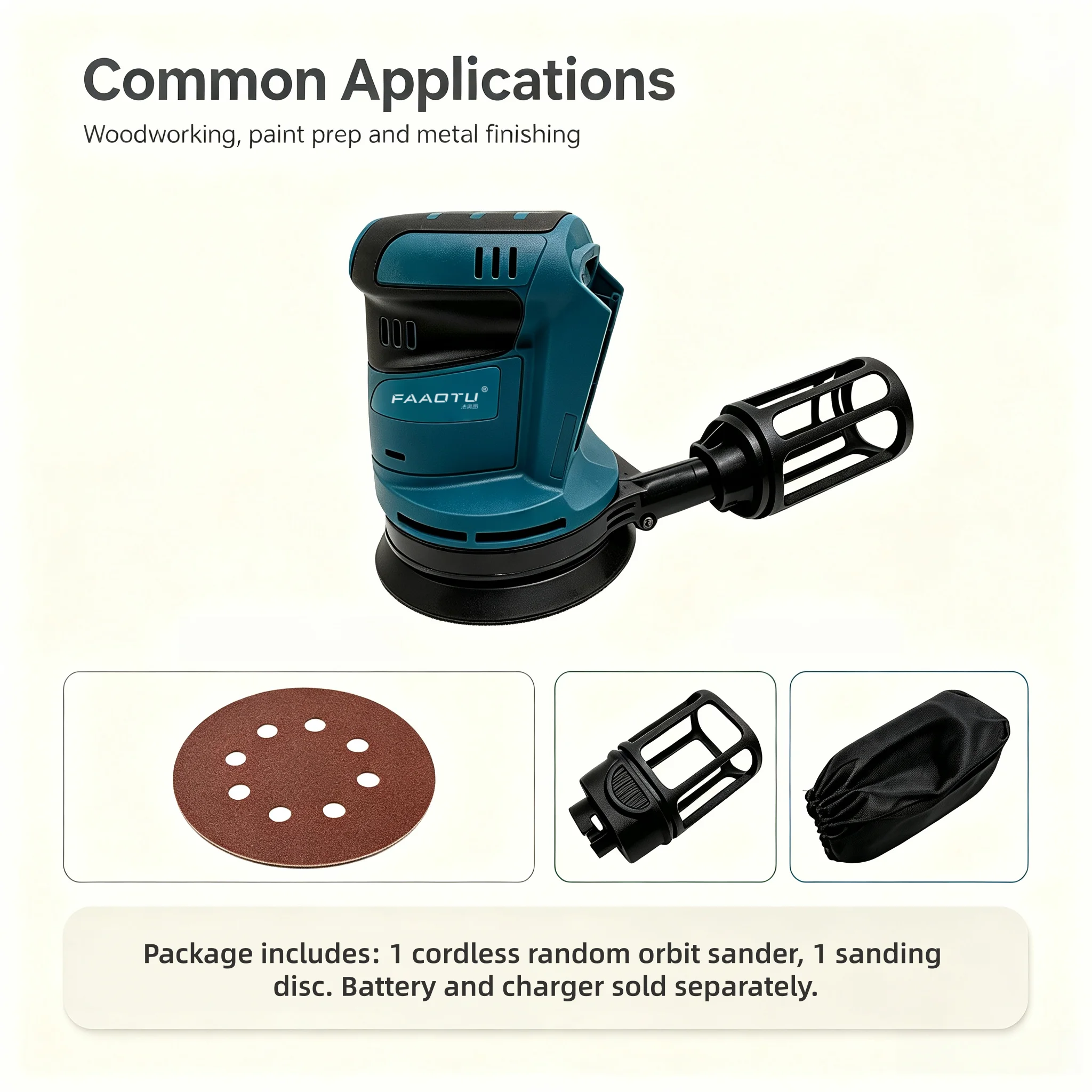 FAAOTU Brushless Sander, Replica Housing Design & Equivalent Working Capability, Cordless Orbital Polishing Machine