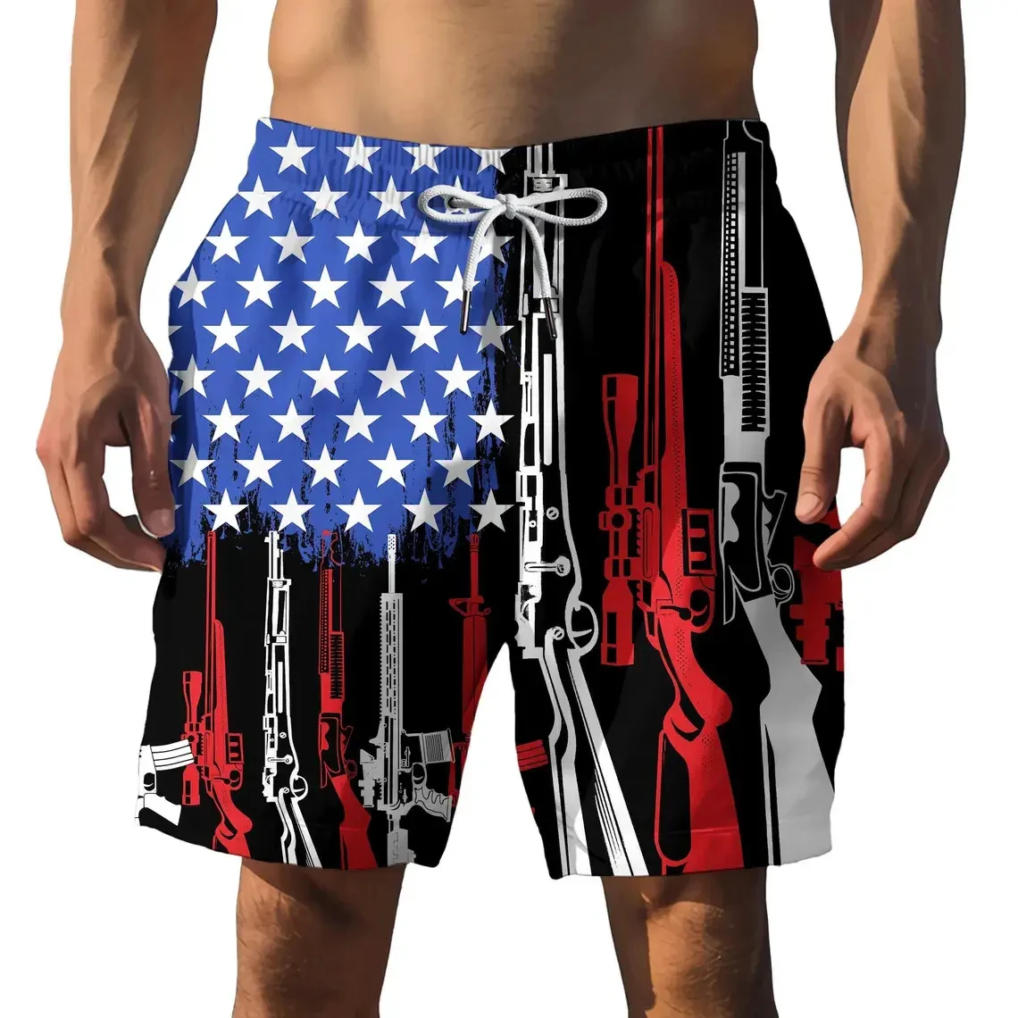 

USA 250th Anniversary 1776-2026 Trunks, Patriotic "250 Years" American Flag Print, Quick Dry Board Shorts for Independence Day