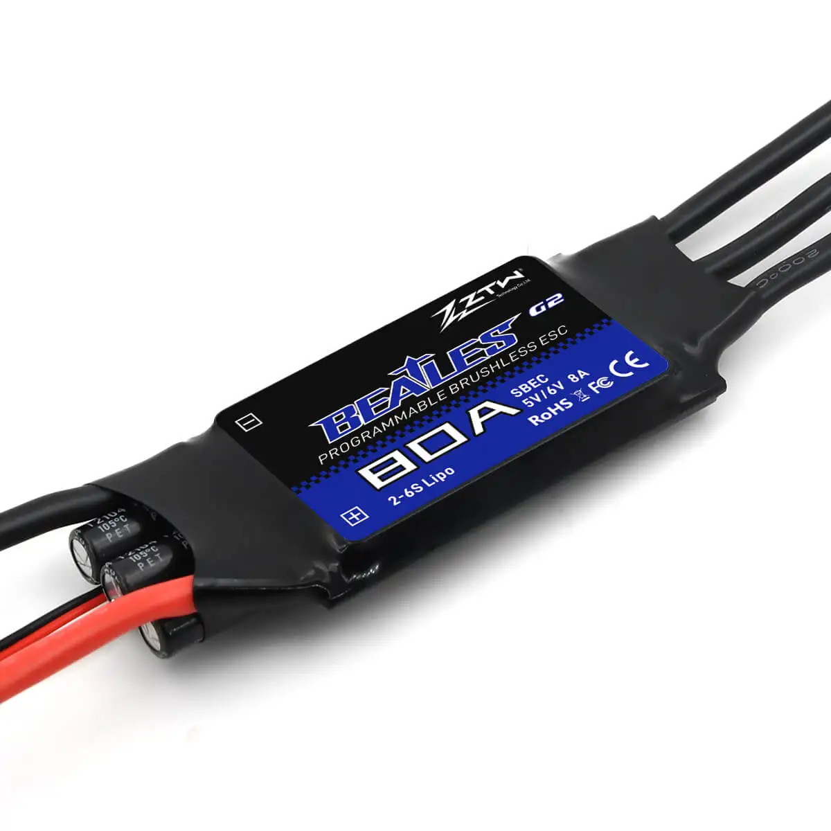 ZTW Beatles G2 20A 30A 40A 50A 60A 70A 80A G2 ESC 2 to 4S with 5V/2A SBEC Output for RC Fixed Wing Airplane Multicopter