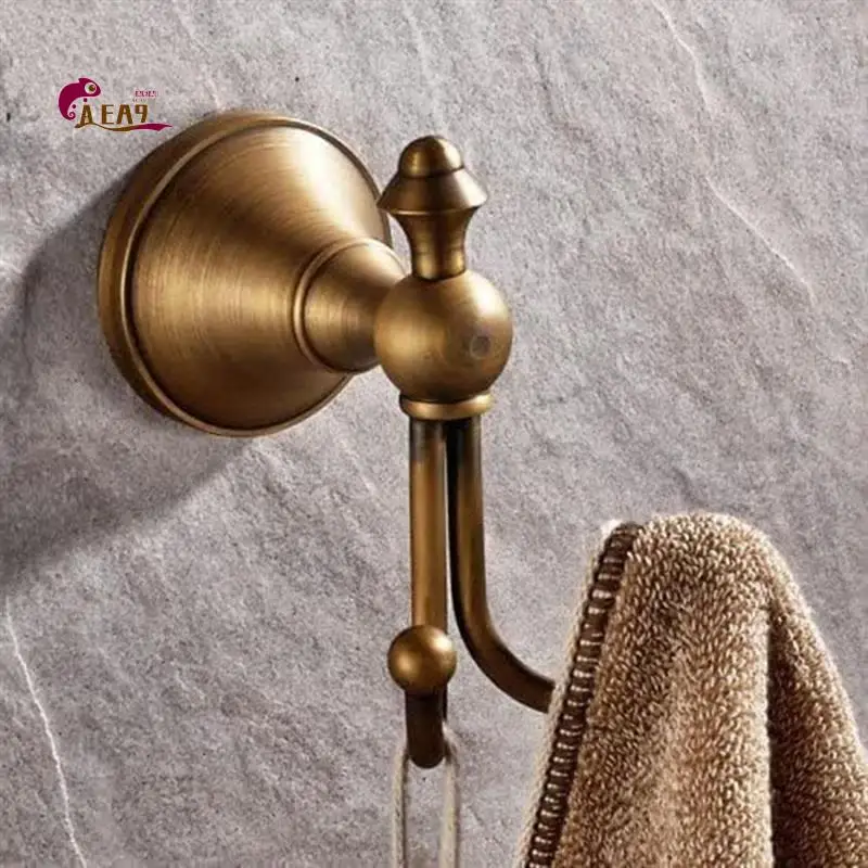 

AEA9-1 Piece Double Coat Hooks Brass Color Wall Mount Wall Hooks For Hanging, Towel Hooks For Coat