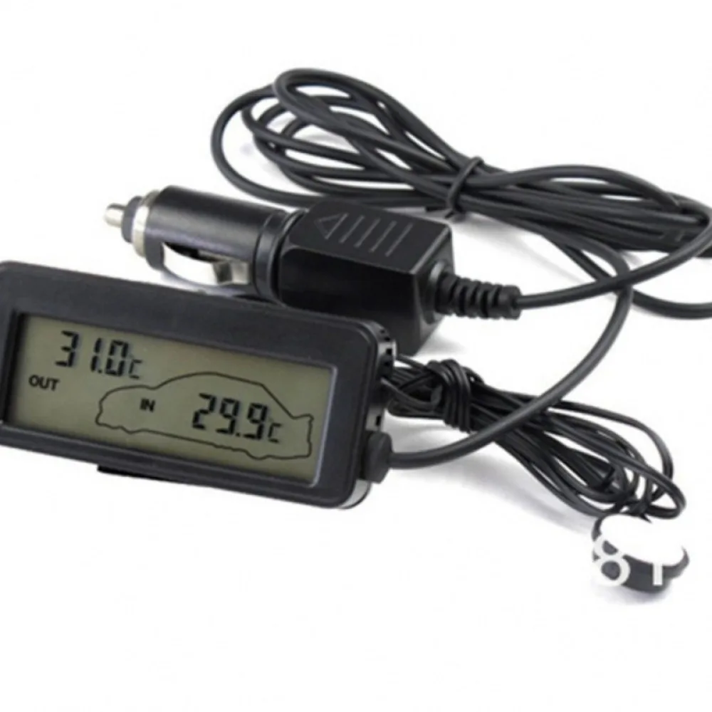 12V Car Indoor Outdoor Temperature LCD Digital Display Sensor Monitor Gauge Dashboard Accurate Auto Accessory