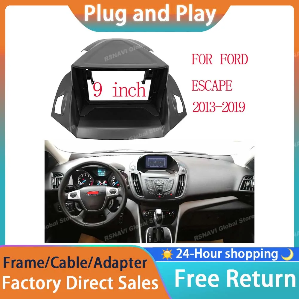 RSNAVI 9 Inch 2 Din Car Fascia For FORD ESCAPE 2013-2019 Kuga Radio Panel Dash Mount Installation Car DVD Frame Install Kit