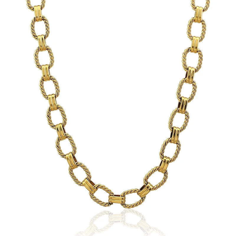 قلادات بسيطة مطلية بالذهب عيار 18 قيراط 316L من الفولاذ المقاوم للصدأ ملولبة بيضاوية الشكل قلادة مجوهرات هدايا للنساء 2025