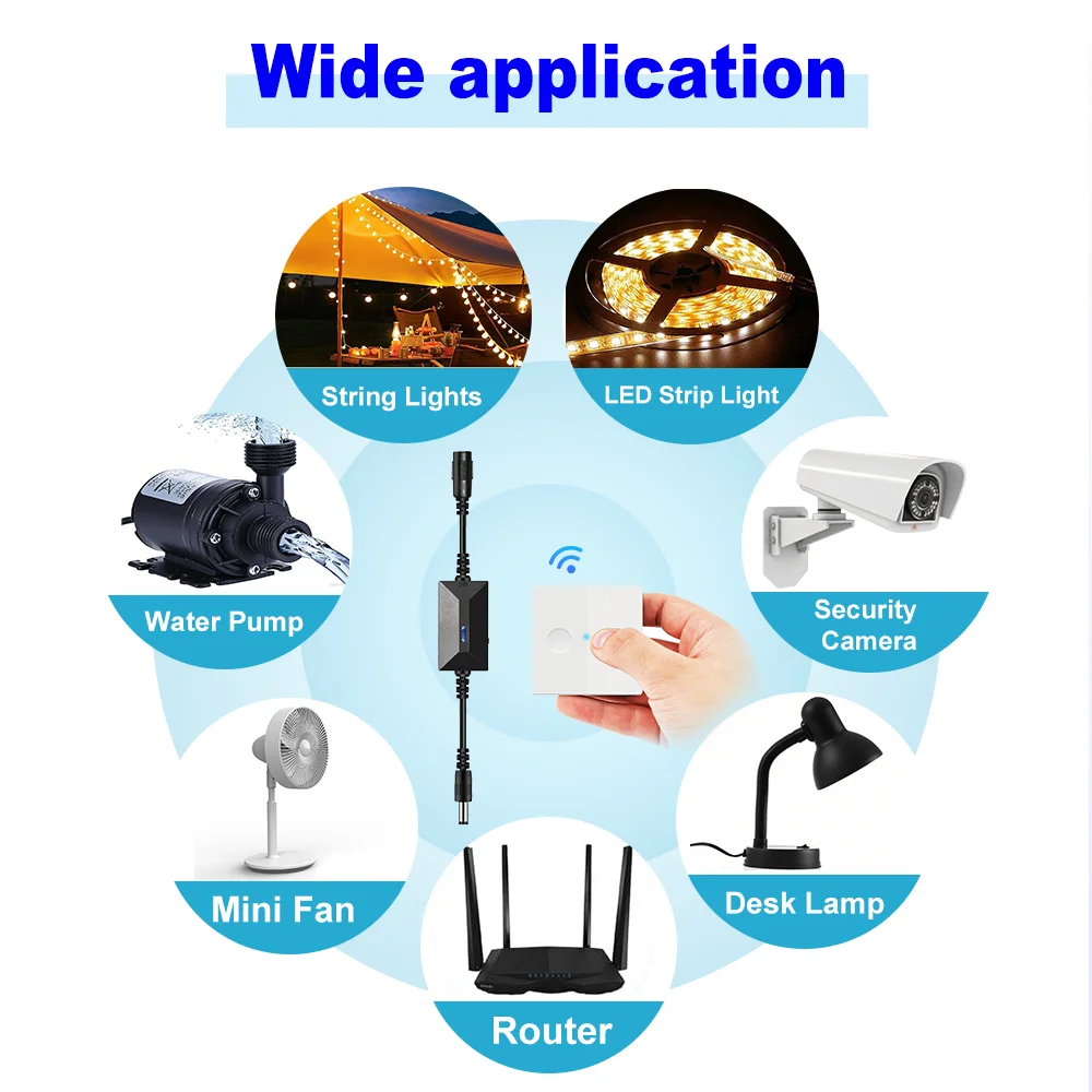 DC 5V 12V 24V 433MHz Wireless RF Remote Control Switch Power ON/OFF Suitable for LED Light Strip Reading Lamp Light Fan