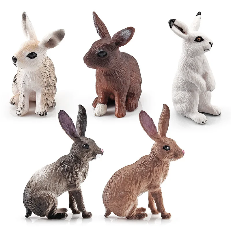 Simulated Zoo Action Figure Farm Rabbit Model Toys for Children Kids Cute Mini Animal Figurine Educational Toys Gift Home Decor