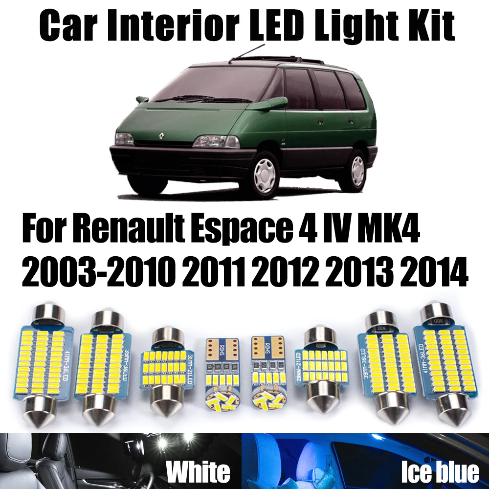 

Canbus LED Interior Map Dome Trunk Light For Renault Espace 4 IV MK4 2003-2011 2012 2013 2014 Car Reading Bulbs Kit Accessories