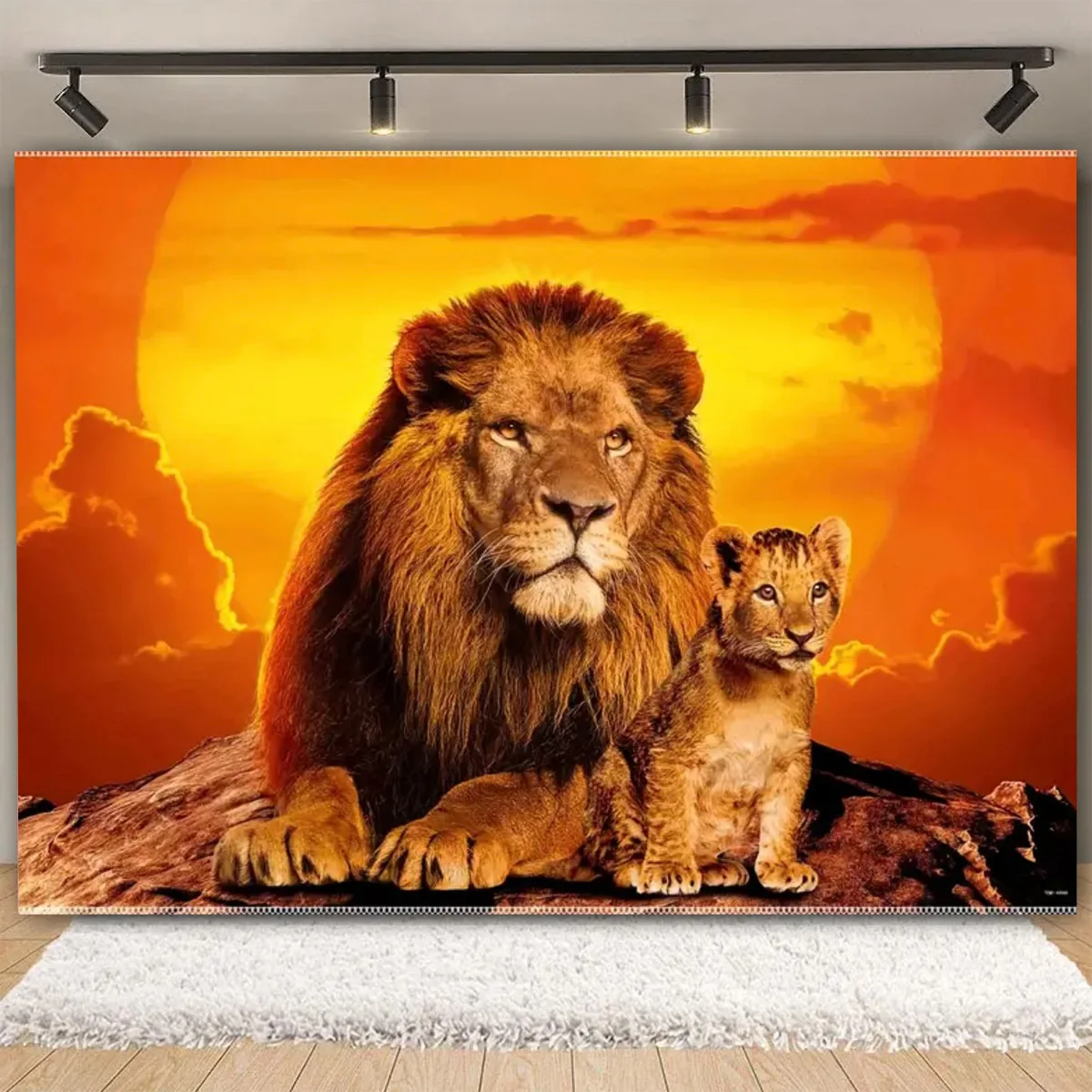 African Lion Backdrops Jungle Animals Sunset Baby Shower Background Kids Children's Birthday Party Photography Photo Vinyl Decor