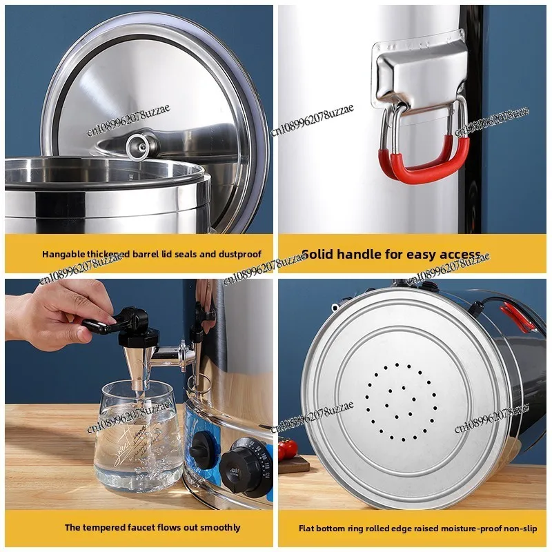 30-100L Electric Cooking Soup Bucket Stainless Steel Boiling Water Automatic Heating Insulation