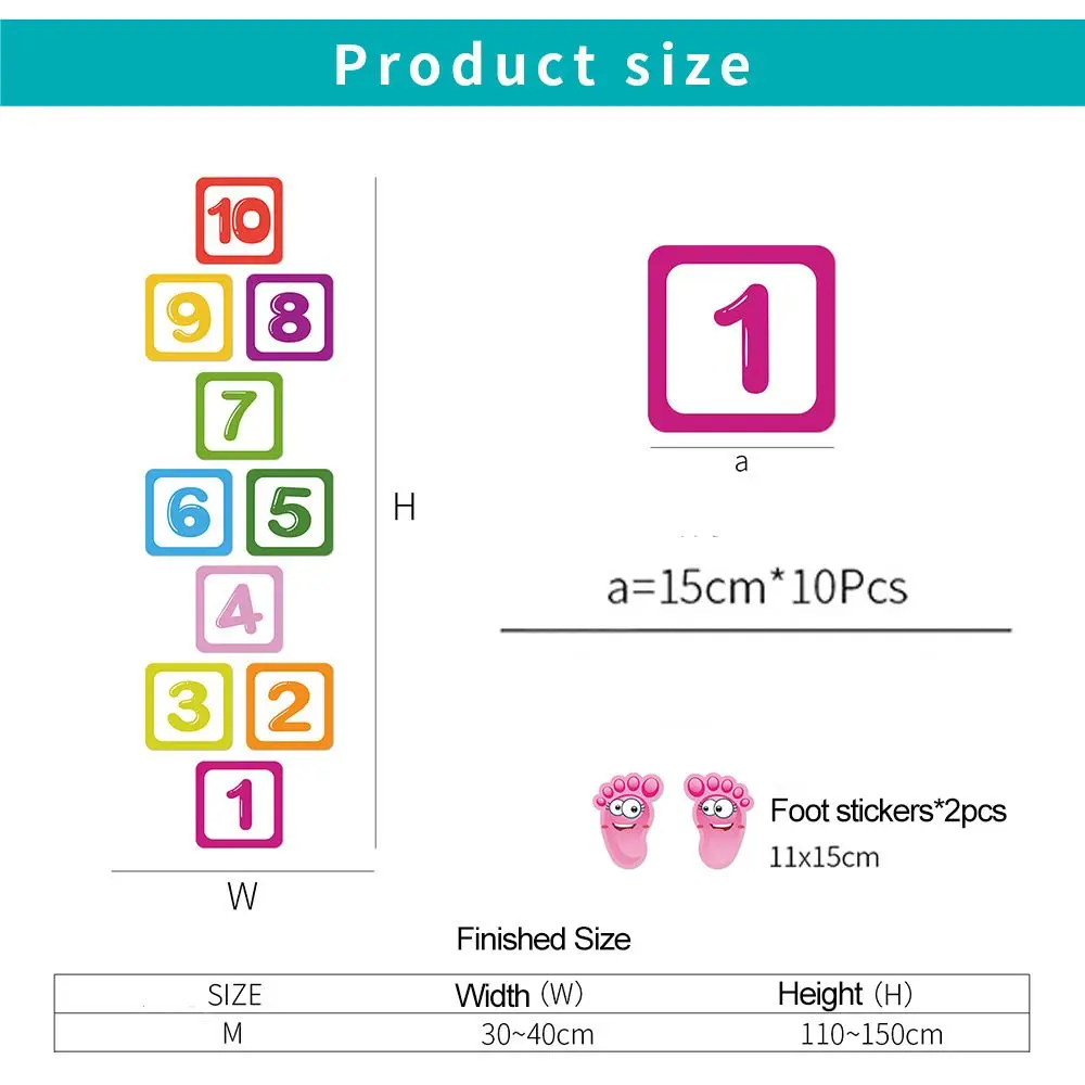 Self-adhesive Kindergarten Ornament Home Decoration Hopscotch Game Parent-child Gift Cartoon Number Grids Floor Stickers