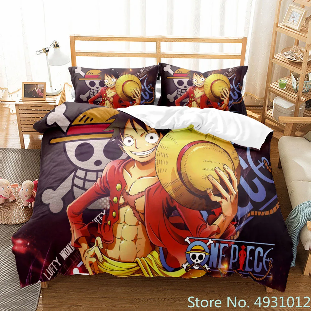 

One Piece Luffy Boy 3pcs Bedding Set Quilt Cartoon Duvet Cover Pillowcase Bedclothes Children Kids Boy Bed Bedroom Set