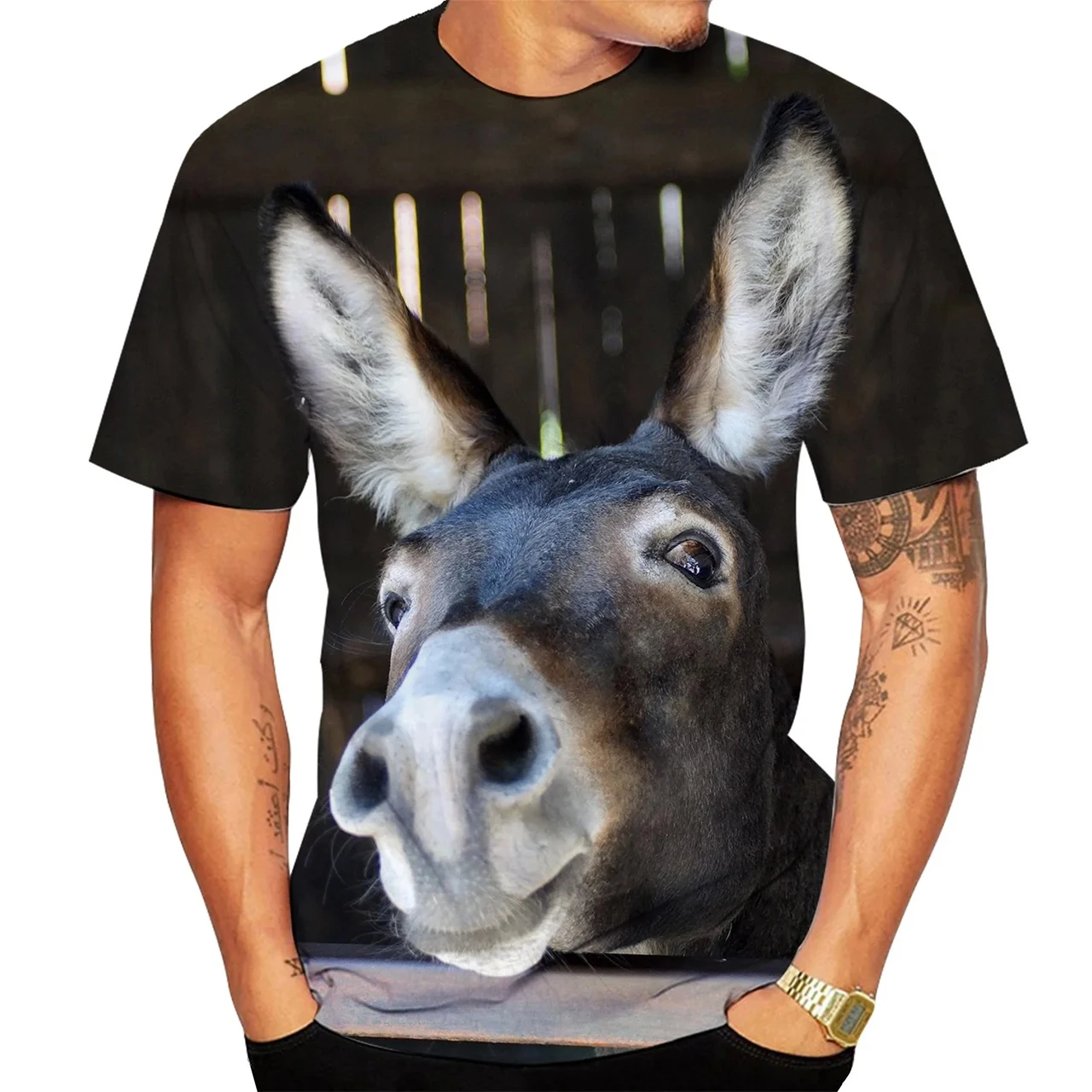 Funny Animal Donkey 3D Print T-Shirts Men Women Casual Fashion Short Sleeve T Shirt Oversized Harajuku Tees Tops Kids Clothing