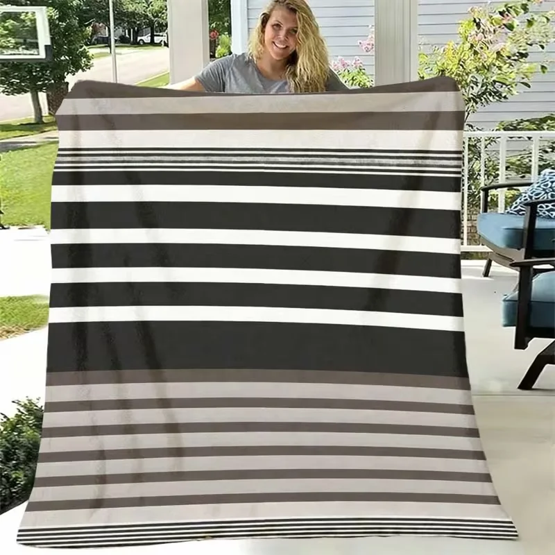 Neutral Throw Blanket - Braune, schwarze, graue Decke mit horizontalen