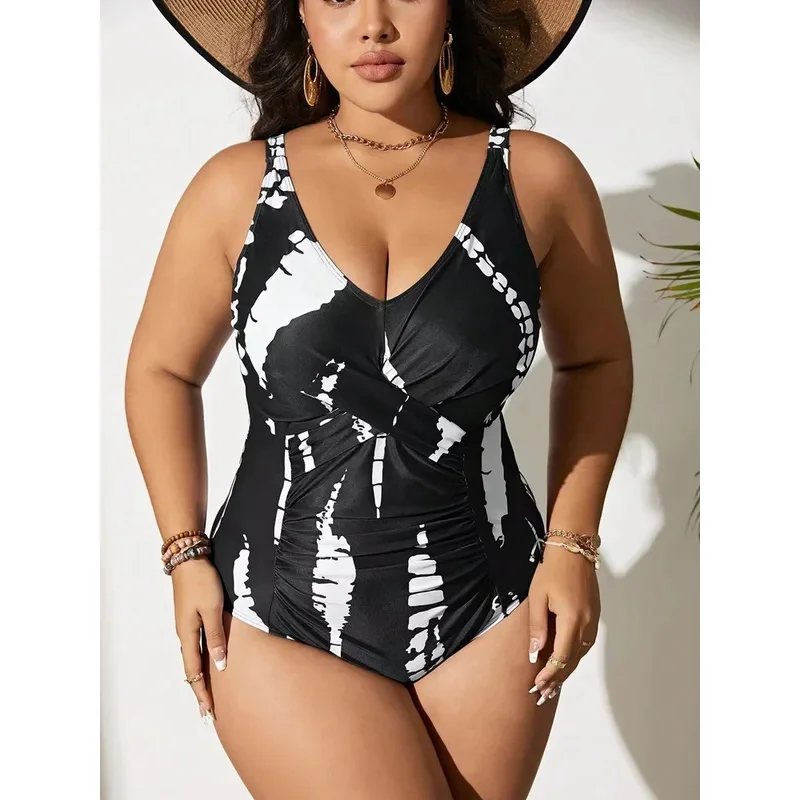 Plus Size Swimsuit Woman One-Piece Bikini Push Up High Waist Swimwear Women Bathing Suit Beach Swimming Suit Monokini